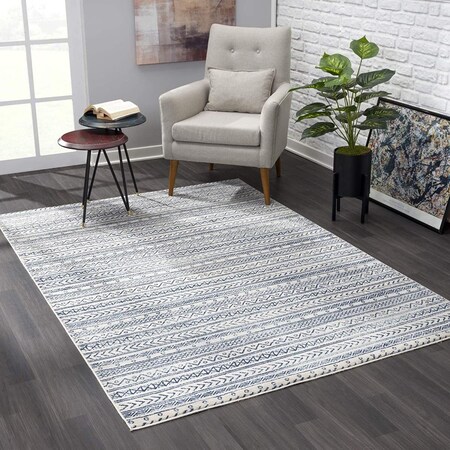 Palacedesigns Decorative Stripes Rectangle Area Rug - Navy Blue - 5 x 8 in. PA3084963